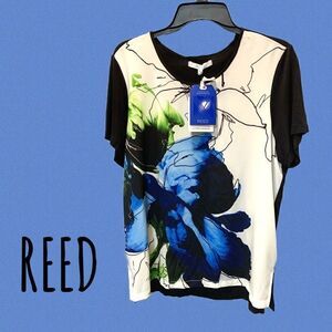 NWT Reed combo Graphic tee blooms blue size L